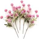 Floroom 5pcs Faux Silk Pompon Mum Artificial Flowers, Bulk Fake Mini Chrysanthemums with Stems for DIY Bouquet Centerpieces Wedding Fillers Arrangements Shower Decorations, Fuchsia Pink