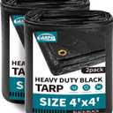 TARPAL Waterproof tarp 4x4 Feet2Pack Black Heavy Duty tarp 14mil polyethylene tarps Multifunctional TarpaulinSnow or UV Protection,Suitable for Outdoor Furniture, awnings,Roofs,Tents tarps Cover