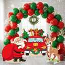 Soulchen 3 Pcs 35.4 Inch Large Christmas Photo Booth Props Santa Claus Reindeer Xmas Bus Backdrop Cardboard Cutout Christmas Party Decorations for Winter New Year Holiday Party Supplies