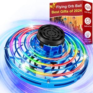 Flying Fidget Spinner,2025 Upgraded Flying Spinner Mini Hand Drone with 360  Rotating and LED Lights Outdoor Indoor Toy,Mini UFO Toy Drone for Boys Girls Adults (Blue)