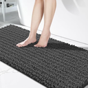 Yimobra Bathroom Runner Rug 60x24 Inch - Extra Long Non Slip Chenille Bath Mat, Soft & Absorbent, Machine Washable Shaggy Hallway Carpet for Vanity Tub Shower, Gray Home Decor Accessories (Grey)