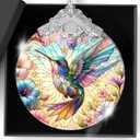 Christmas Ornaments Hummingbird Ornament Stained Glass Elegant Christmas Tree Decoration for Holiday Home Decor Xmas Gift Exchange Present for Family and Friends