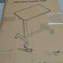 WOTURE Adjustable Overbed Table with Wheels, Pneumatic Height Adjustment, Ideal for Hospital Use or At Home as Bed Tray, Standing Desk, Bedridden & Mobility Needs, Maple, 23.62 inches x 15.75 inches x 39.37 inches
