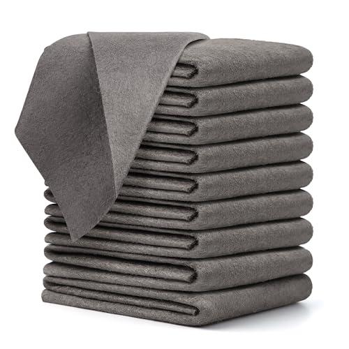 TEESOD 10 Pcs Thickened Magic Cleaning Cloth, Microfiber Streak Free Cleaning Cloths Reuseable Magic Cleaning Wipes for Windows Glass, Grey