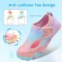 XIHALOOK Water Shoes for Kids Boys Girls Wide Toe Barefoot Quick Dry for Beach Swim Pool Surf Aqua Sports (12.5 Little Kid, Purple Blue Pink)