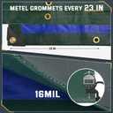 Kesfitt 16 Mil Heavy Duty Waterproof Tarp with Metal Grommets, Dark Green & Blue Reversible Poly Tarp, 12x16 ft, for Outdoor Protection, Yard, Garden, Farm, Camping & Equipment Coverage