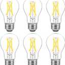 Dimmable E26 LED Edison Bulbs 60 Watt Equivalent, 6W A15 Vintage LED Light Bulbs 5000K Daylight White 600LM for Ceiling Light Fan, Appliance, Filament Clear Refrigerator Light Bulbs 6-Pack