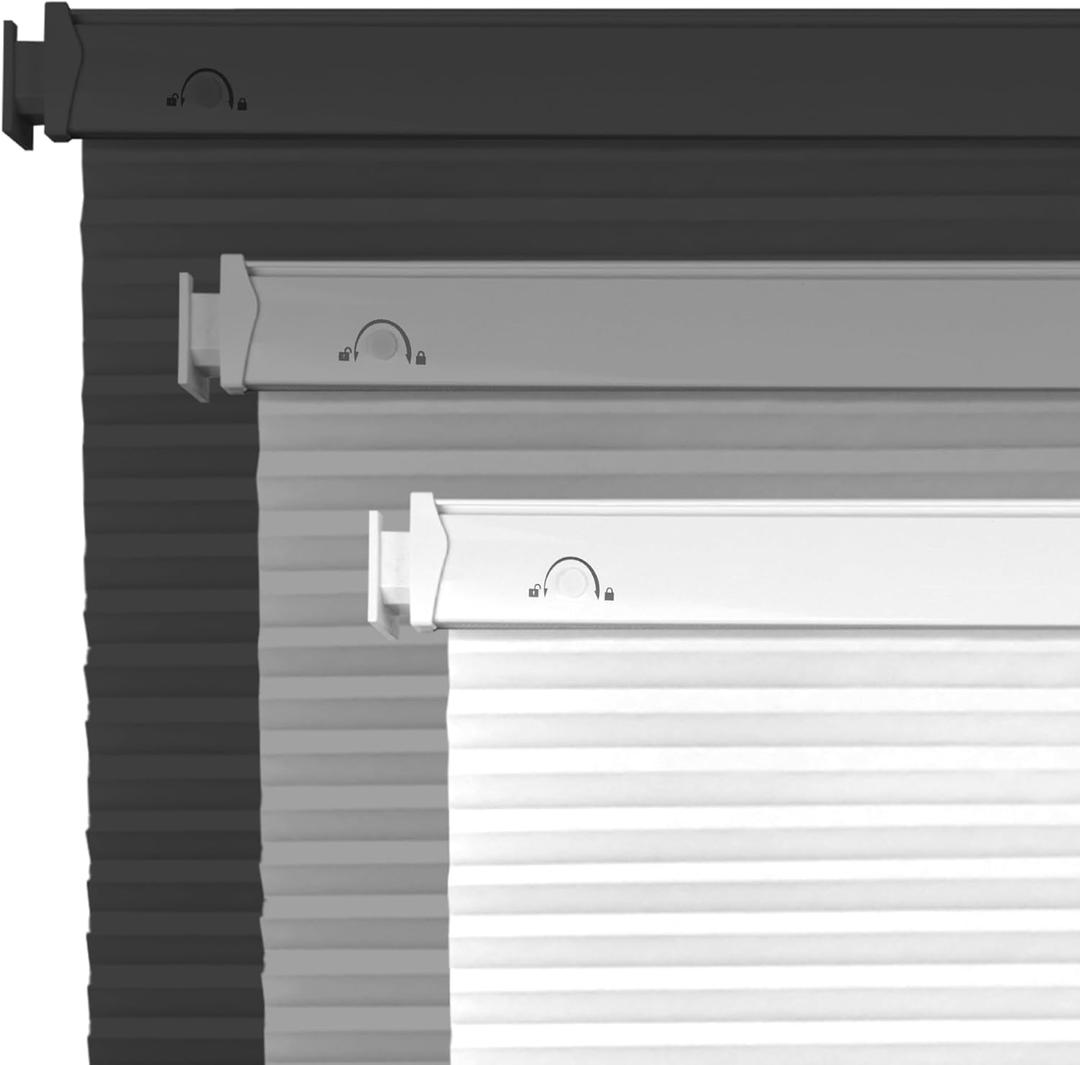 Allesin Zen No Drill Blinds for Windows Blackout Cordless Cellular Shades Honeycomb Blinds Pull Down, Free Stop Easy Install for Home and Office, Blackout, Customize