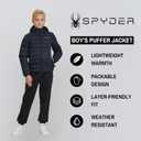 Spyder Packable Boys Puffer Jacket with Hood, Lightweight Boys Winter Jacket (Black)