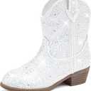 Motasha Cowboy Boots For Girls Cowgirl Boots White Toddler Cow Girl Ankle Boot Dress Sparkly Western Fall Riding Birthday Botas Blancas Para Niñas Size 10 Girls' Shoes Party (M7132 White 10)