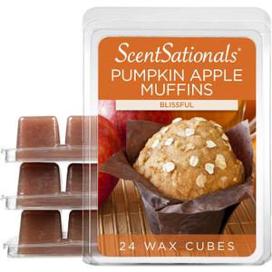 Scentsationals Wax Melts, Wax Cubes Strong Scent - Pumpkin Apple Muffins - Long Lasting Scented for Warmer, 10oz (24-Cubes)