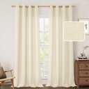 LAMIT Beige Linen Curtains 84 Inch Length for Living Room, Grommet Top Thick Light Filtering Drapes Privacy Boho Neutral Panels for Farmhouse/Bedroom, 2 Panels Set, 52 x 84 Inch, Light Beige