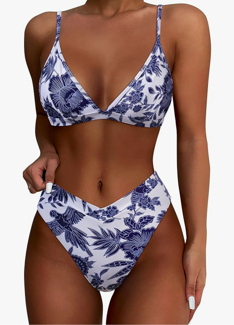 SUUKSESS Women Triangle High Cut Bikini Sets Sexy High Waisted 2 Piece Swimsuit, Size Medium