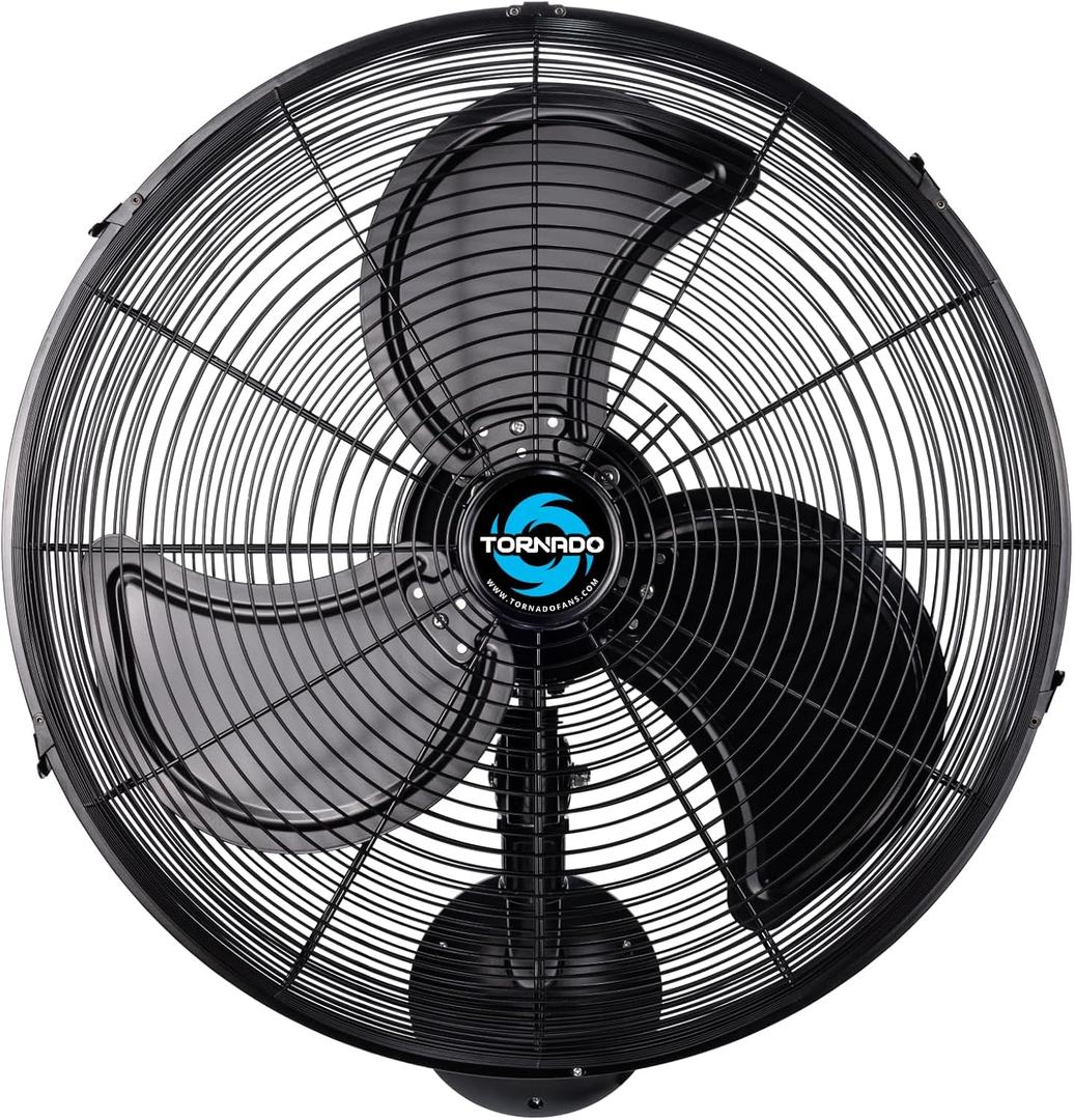 Tornado 20 Inch Pro Series High Velocity Oscillating Waterproof Outdoor Wall Mount Fan For Industrial, Commercial, Residential Use 3 Speed 5250 CFM UL Safety Listed