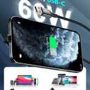 USB to USB C Cable 10ft, 60W USB A to USB C Fast Charging Cable, Right Angle USB C Cord Nylon Braided for iPhone 16/15, iPad Pro, Samsung Galaxy S21/S22/S23/S24, Note 20 10, Pixel 8, Nintendo etc.