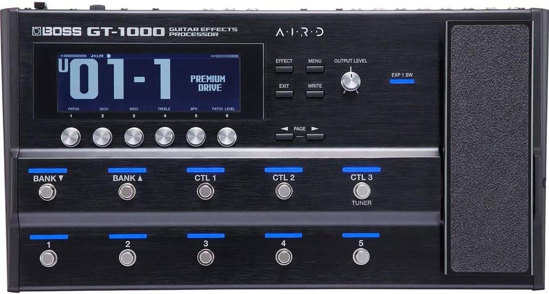 BOSS GT-1000 Guitar Effects Processor Industry-Leading Guitar Effects Processor, 32-bit AD/DA conversion, 32-bit floating-point processing, and 96 kHz sampling rate throughout for superior audio fidelity