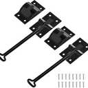 RV Door Holder with Silent Snap, Upgrade Noiseless Black Metal Camper Door Holder Trailer Door Latch, Catch T-Style Door Holder to Keep Door Open for Cargo Trailer, Truck (2 Pack,6 Inch)