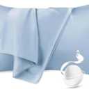 100% Pure Mulberry Silk Pillowcase for Hair and Skin, Standard Size 20*26 Cooling Silk Pillow Case by Zipper Closure, Smooth Dual Sides Silk Pillow Cover for Women. (Light Blue,Standard-1 Pcs)