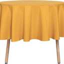 sancua Round Tablecloth - 48 Inch - Water Resistant Spill Proof Washable Polyester Table Cloth Decorative Fabric Table Cover for Dining Tables, Buffet Parties and Camping, Gold
