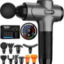 TOLOCO Massage Gun, Upgrade Deep Tissue Back Massager with 10 Replacement Heads, Percussion Massage Guns for Athletes for Pain Relief, Super Quiet Electric Massager for Valentine Gift, Carbon