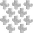 10Pack 4-Way 1" PVC Fitting, LESSO PVC Pipe Cross 1 inch Connector Furniture Grade Fittings for DIY Shelf Building Garden Greenhouse Connection Tent, SCH40