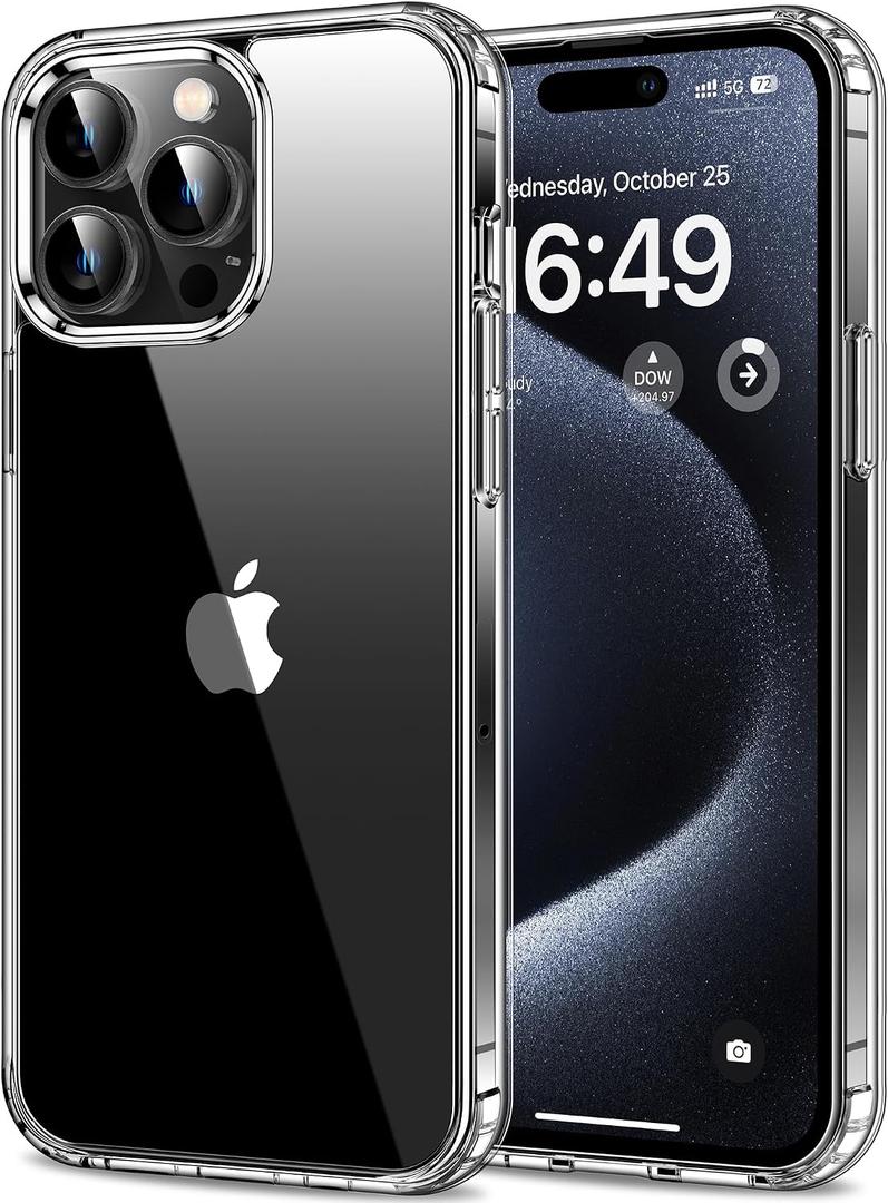 HOOMIL Case for iPhone 15 Pro Max 6.7-Inch, Anti-Yellowing, Drop Protection, Anti-Scratch Transparent Hard Back Phone Cover - Crystal Clear