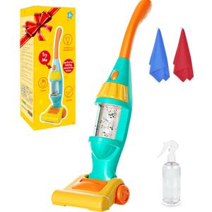 Toddler Vacuum Toy That Works with Lights & Sounds, Pretend Play Toy Vacuum for Toddlers 3-5 Years Old, Baby Vacuum for Boys Girls, Kids Vacuum Cleaner Cleaning Toys with Spray Bottle, 2 Towels