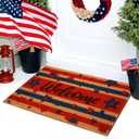 Patriotic Welcome Mat, Coir Patriotic Doormat with Star Stripe, Non-Slip Entrance Door Mat for Outdoor Indoor Bathroom Kitchen Decor, 18x30 Inch