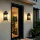 Guliaofo Large Outdoor Wall Lights Outside Lights, Exterior Lighting Fixtures Wall Mount, Wall Sconce Light Outdoor Lanterns for Porch, Black 18 inch 2-Light, 2-Pack