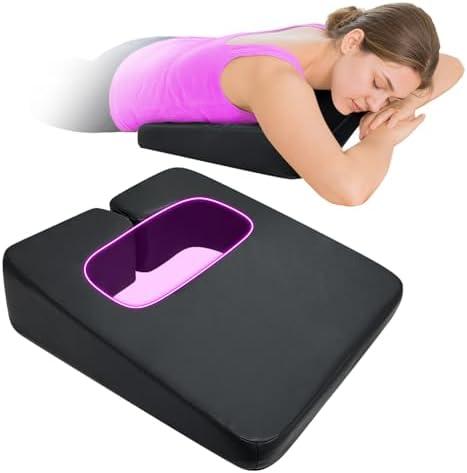 AOSSA Breast Pillow for Massage Table, Comfort SPA Bolster Wedge, Breast Pillow for Sleeping on Stomach, Face Down Prone Pillow, Massage Pillows for Women Breast Chest Support, BBL After Surgery, Black