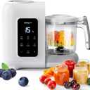 MOMYEASY Baby Food Maker, Baby Food Steamer and Puree Blender, Food Processor Chopper Grinder Steamer in-One, Auto Cooking & Grinding with Touch Control Panel&Self Cleans, BPA-Free (White & Grey)