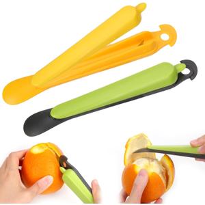 2pcs Kitchen Fruit Peeling Tool, Green & Yellow Multifunctional Peeler Fruit Opener Portable Tool for Peeling Lemon Pomelo Orange Citrus Grapefruit Handheld Peeling Tool Kitchen Zester