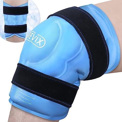 REVIX 20‘’ XXXL Knee Ice Pack Wrap Around Entire Knee, Large Ice Pack for Leg Discomfort Reducing, Cold Compress Therapy, Reusable Ice Wraps for Back, Shoulder Relaxation, Post-Workout Recovery