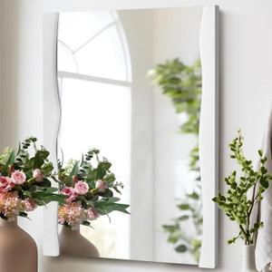 White Bathroom Mirror 20x28 InchSolid Wood Framed Rectangle Wall Mirrors for Bedroom Living Room or Entryway
