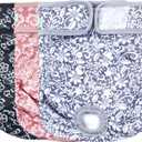 wegreeco Luxury Washable Reusable Dog Diapers (Stylish Pattern) - Female Dog Diapers, Doggie Diapers, 3 Pack (Lace, Large) (Large (15"-17" Waist))