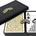Copag 1546 Design 100% Plastic Playing Cards, Poker Size (Standard) Black/Gold (Jumbo Index, 1 Set)