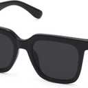 Large Square Sunglasses Trendy Polarized Sunglasses for Women Men Classic Retro Style UV400 Protection (Black / Grey)