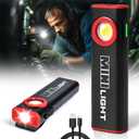 lexall Flashlight, 1600 Lumens Mini Magnetic Flat EDC Flashlight with Clip, 3 Modes Portable Ultra-Light Bright Waterproof Pocket Light for Working, Camping, Repairing, Emergencies (ruby red)