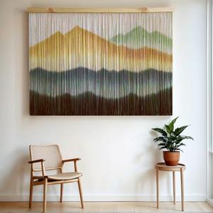 laddawan Extra Large Macrame Wall Hanging Dip-Dyed Tapestry Modern Wooden Home Wall Art for Living room Boho Handmade Wall Decor for Bedroom (Green1)