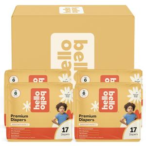 Hello Bello Diapers, Size 6 (35 lbs) Wild Cats, 68 Count Value Pack of Premium Disposable Baby Diapers, Hypoallergenic with Soft, Cloth-Like Feel