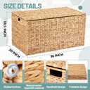 Wonderjune 36 x 20 x 18.5 Inch Water Hyacinth Wicker Storage Trunk with Metal Frame, Heavy Duty Storage Chest with Lid Large Rattan Basket for Blankets, Seasonal Clothes, Extra Bedding (Natural)