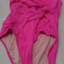 BMJL Women's Tummy Control Swimsuits Mesh Sexy One Piece Bathing Suits Slimming V Neck Swimwear (Large, Hot Pink)