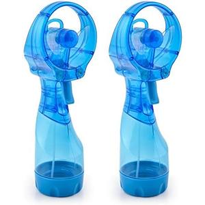 O2COOL Deluxe Handheld Battery Powered Water Misting Fan (Light Blue) 2 Pack