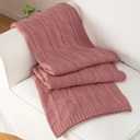 Aormenzy Dusty Pink Knit Throw Blankets Cable Knit Decorative Throw Blanket Dusty Rose Soft Cozy Knitted Blanket for Sofa Couch Bed, 50" x 60"