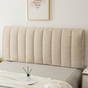 ZZYK Stretch Bed Headboard Slipcover King,Beige Thick Washable Linen Dustproof Bed Head Protector Cover Bedroom Decor Suitable All Headboards,Beige,78.7"/200cm(King)