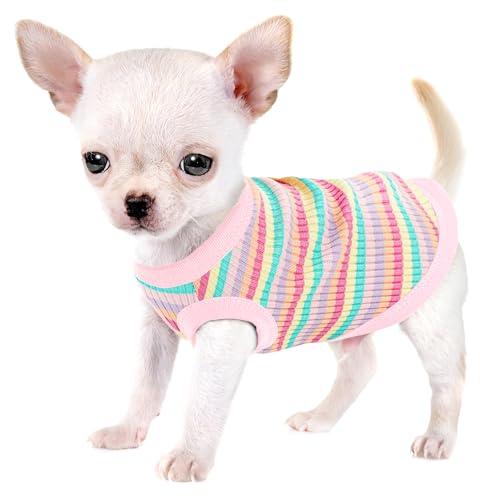 Elevate Your Pet's Comfort and Fashion: Premium 100% Cotton Rib Dog Shirt Vest for Small Breeds Like Chihuahuas, Yorkies, and Puppies .Year-Round Style with Tank-Style Puppy Attire Light Pink XXS-(0.2~1lb) | Chest(~9.4")