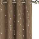 BGment Blackout Curtains 84 Inch Length 2 Panels Set Grommet Thermal Insulated Room Darkening Window Curtains with Wave Line and Dots Printed for Bedroom, 52 x 84 Inch, Taupe