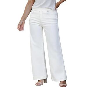 Eytino Women's Plus Size High Waisted Straight Leg Stretchy Jeans Denim Pull-On Pants with Pockets,3X White