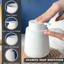 BosilunLife Foam Hand Soap Dispenser - 12 oz Bathroom Lotion Hand Pump Dispenser White Foaming Soap Dispenser Ceramic with Black Foaming Pump Replacement