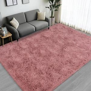 Large Area Rugs for Living Room Bedroom, 6x9 Feet Blush Fluffy Shag Rug, Ultra Soft Shaggy Plush Fuzzy Modern Indoor Throw Floor Carpet for Kids Girls Boys Dorm Nursery Home Decor Aesthetic